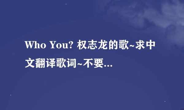 Who You? 权志龙的歌~求中文翻译歌词~不要音译啊~~