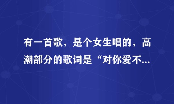有一首歌，是个女生唱的，高潮部分的歌词是“对你爱不了解，我在另一个世界”（应该是这样），这是什么歌