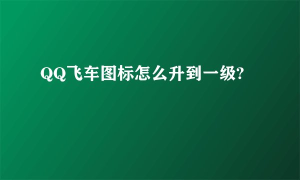 QQ飞车图标怎么升到一级?