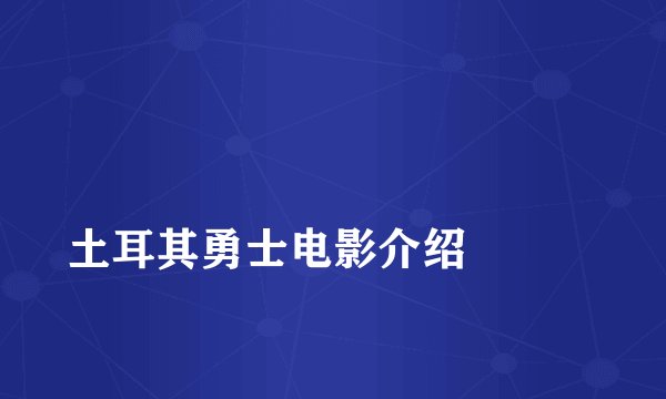 
土耳其勇士电影介绍

