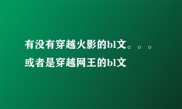 有没有穿越火影的bl文。。。或者是穿越网王的bl文