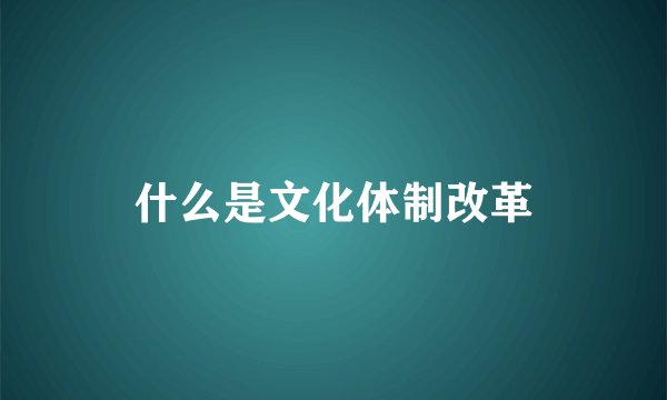 什么是文化体制改革