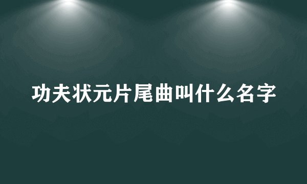 功夫状元片尾曲叫什么名字