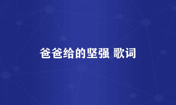 爸爸给的坚强 歌词