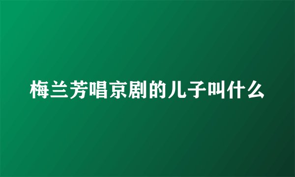 梅兰芳唱京剧的儿子叫什么