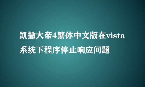 凯撒大帝4繁体中文版在vista系统下程序停止响应问题