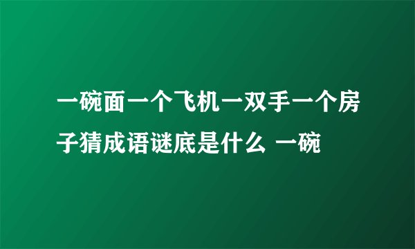 一碗面一个飞机一双手一个房子猜成语谜底是什么 一碗