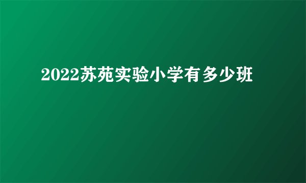 2022苏苑实验小学有多少班