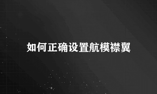 如何正确设置航模襟翼