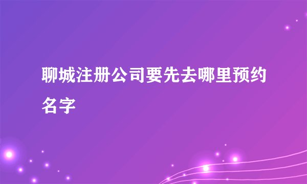 聊城注册公司要先去哪里预约名字