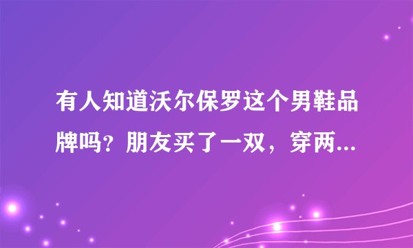有人知道沃尔保罗这个男鞋品牌吗？朋友买了一双，穿两天就开胶，小店老板竟然不负责任说是都这样。气氛！