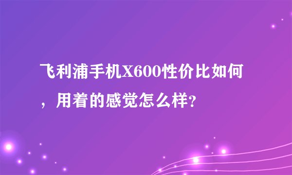 飞利浦手机X600性价比如何，用着的感觉怎么样？