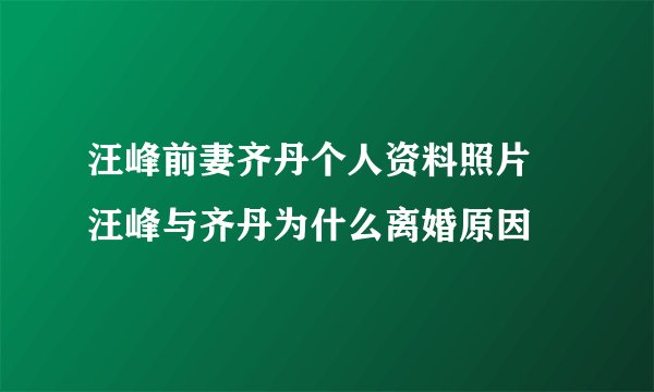 汪峰前妻齐丹个人资料照片 汪峰与齐丹为什么离婚原因