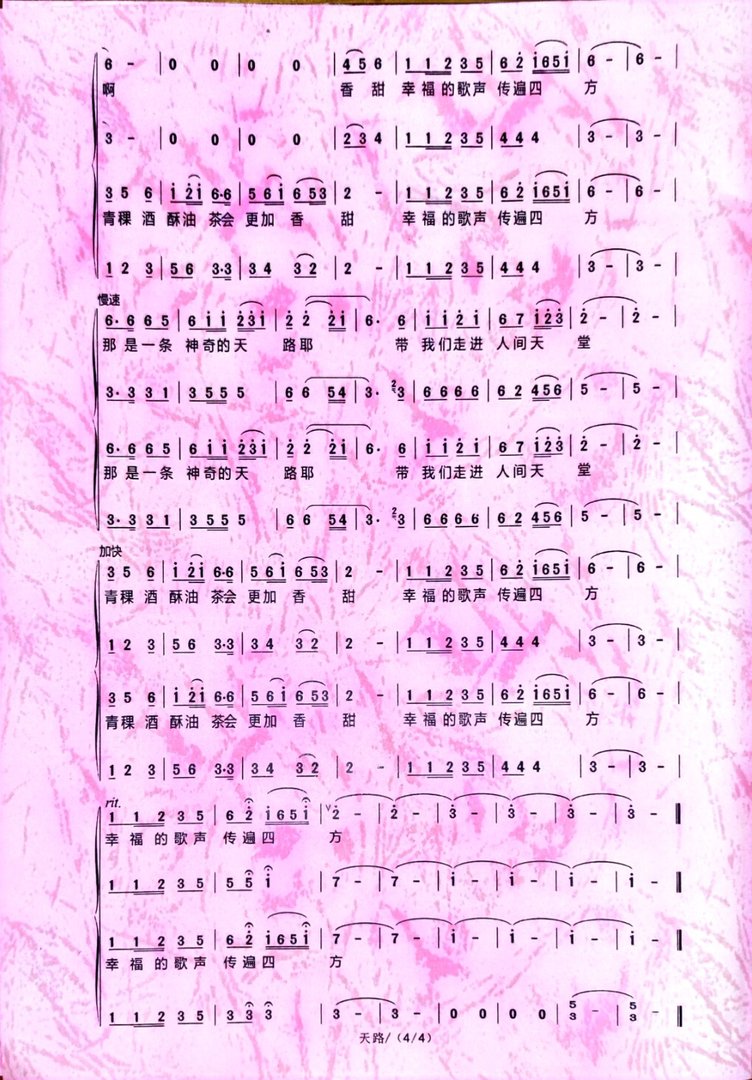 跪求：《天路》合唱谱（正谱）总政歌舞团版