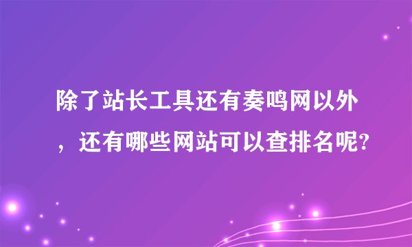 除了站长工具还有奏鸣网以外，还有哪些网站可以查排名呢?