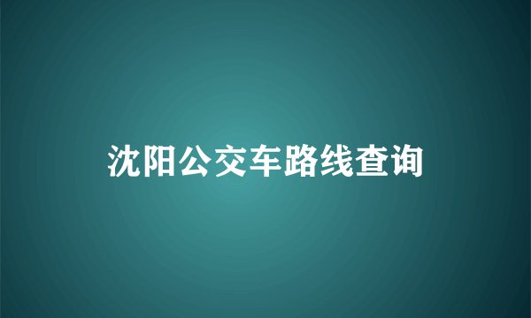 沈阳公交车路线查询