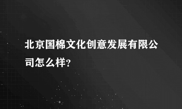 北京国棉文化创意发展有限公司怎么样？