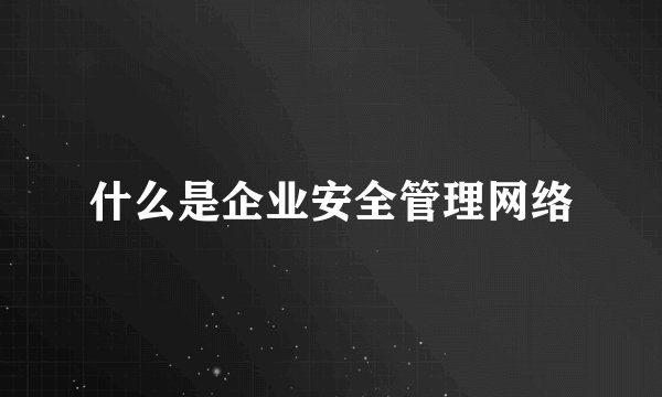 什么是企业安全管理网络