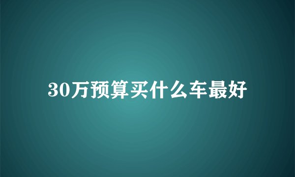 30万预算买什么车最好