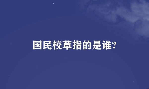 国民校草指的是谁?