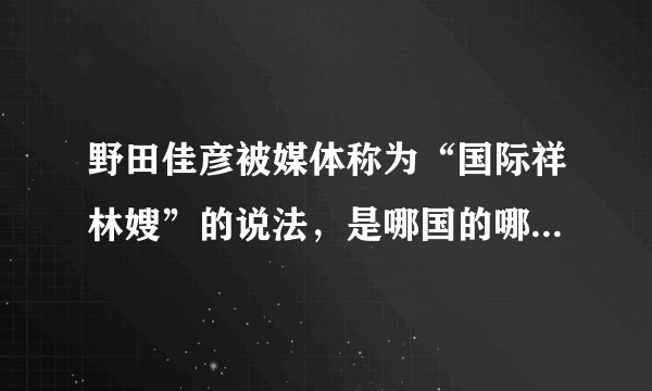 野田佳彦被媒体称为“国际祥林嫂”的说法，是哪国的哪家媒体提出的？