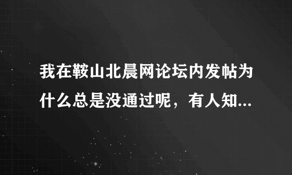我在鞍山北晨网论坛内发帖为什么总是没通过呢，有人知道什么原因不？