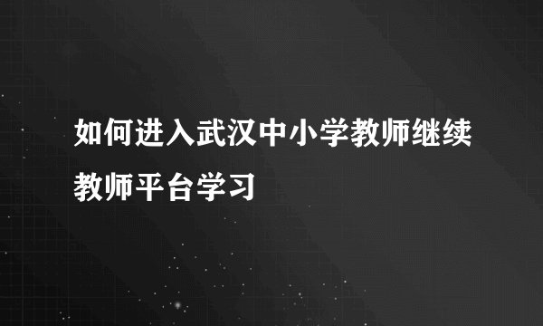 如何进入武汉中小学教师继续教师平台学习
