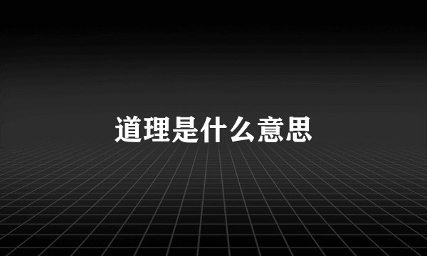 道理是什么意思
