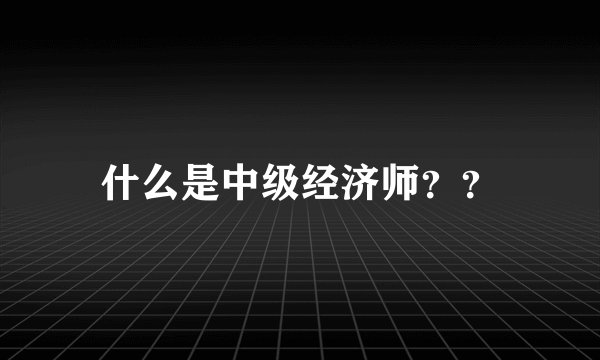 什么是中级经济师？？