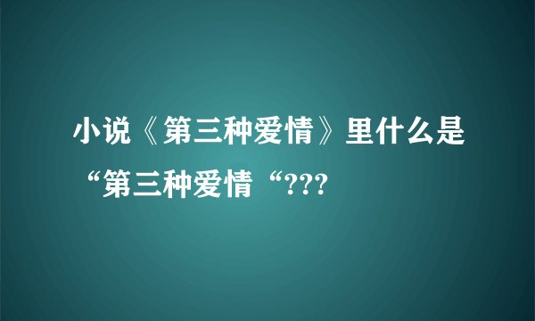 小说《第三种爱情》里什么是“第三种爱情“???