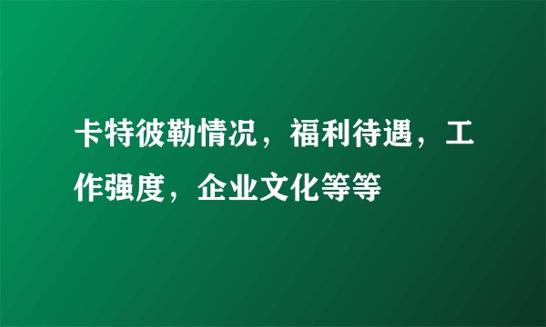 卡特彼勒情况，福利待遇，工作强度，企业文化等等