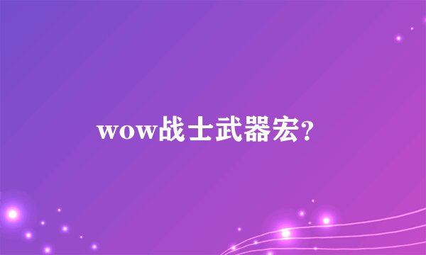 wow战士武器宏？