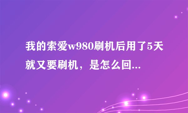 我的索爱w980刷机后用了5天就又要刷机，是怎么回事？如果是硬件坏了换一个要多少钱？