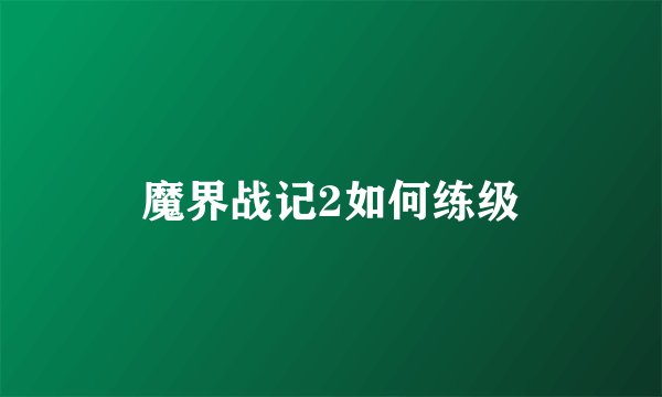 魔界战记2如何练级