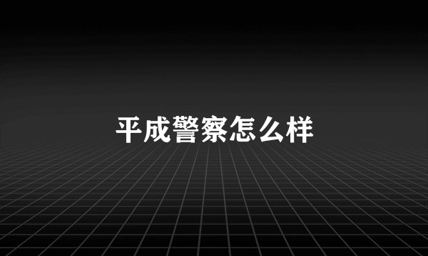 平成警察怎么样