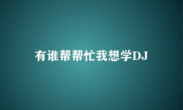 有谁帮帮忙我想学DJ