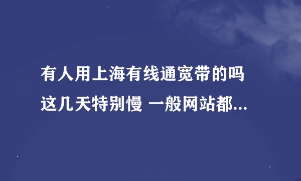有人用上海有线通宽带的吗 这几天特别慢 一般网站都上不了 客服说网络是正常的！！！