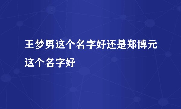 王梦男这个名字好还是郑博元这个名字好