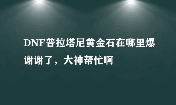 DNF普拉塔尼黄金石在哪里爆谢谢了，大神帮忙啊