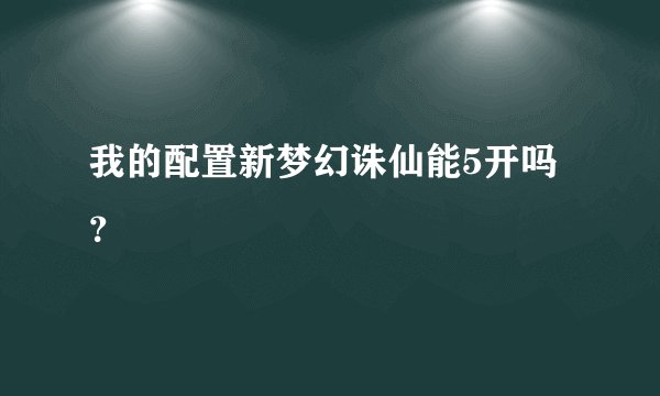 我的配置新梦幻诛仙能5开吗？