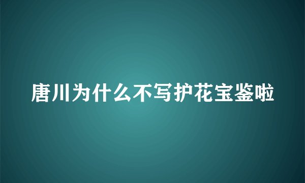 唐川为什么不写护花宝鉴啦