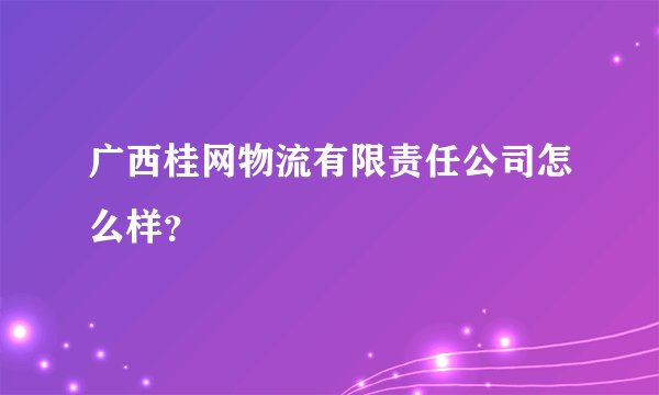 广西桂网物流有限责任公司怎么样？
