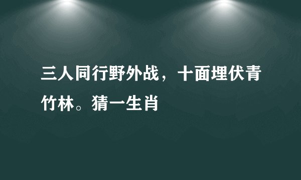 三人同行野外战,十面埋伏青竹林。猜一生肖