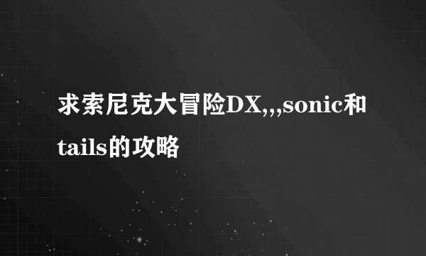 求索尼克大冒险DX,,,sonic和tails的攻略