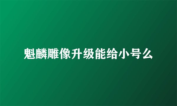 魁麟雕像升级能给小号么