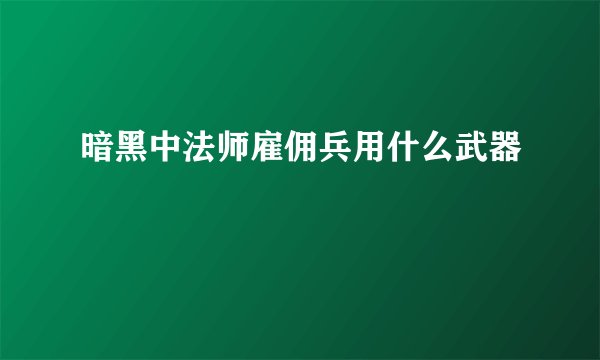暗黑中法师雇佣兵用什么武器