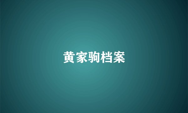 黄家驹档案