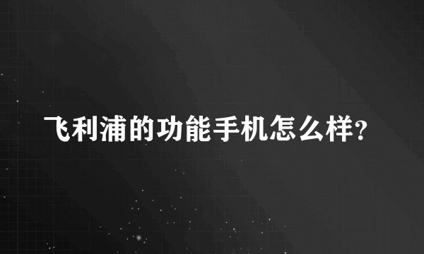 飞利浦的功能手机怎么样？
