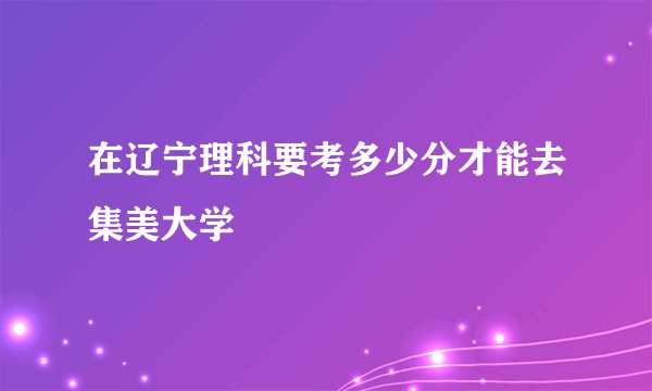 在辽宁理科要考多少分才能去集美大学
