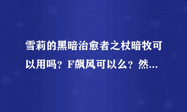 雪莉的黑暗治愈者之杖暗牧可以用吗？F飙风可以么？然后重铸了急速？ 是否合理呢